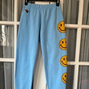 Aviator nation sky blue smiley face sweatpants